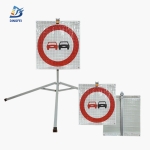 Roll Up Folding Sign - No Overtaking or Passing Reflective Tripod Folding Warning Sign